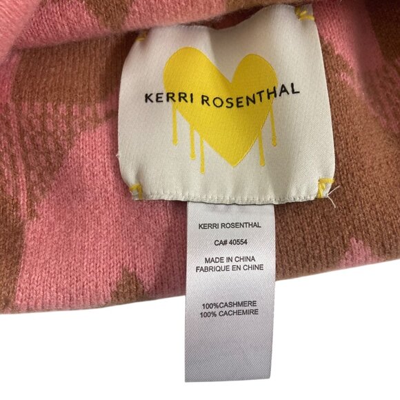 Kerri Rosenthal Cashmere Heart Hat Beanie Pink Brown Warm Quiet Luxury - Picture 3 of 11